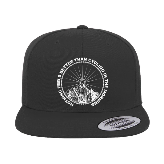 Cycling In The Morning Embroidered Flat Bill Cap