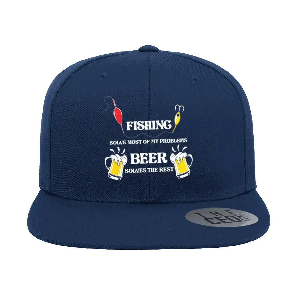 Fishing Solves All My Problem Embroidered Flat Bill Cap