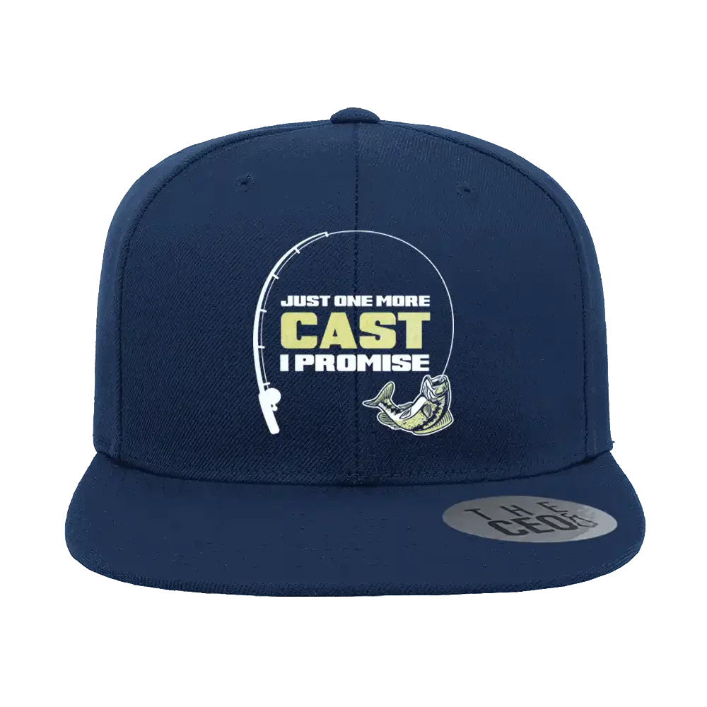 Just One More Cast Embroidered Flat Bill Cap