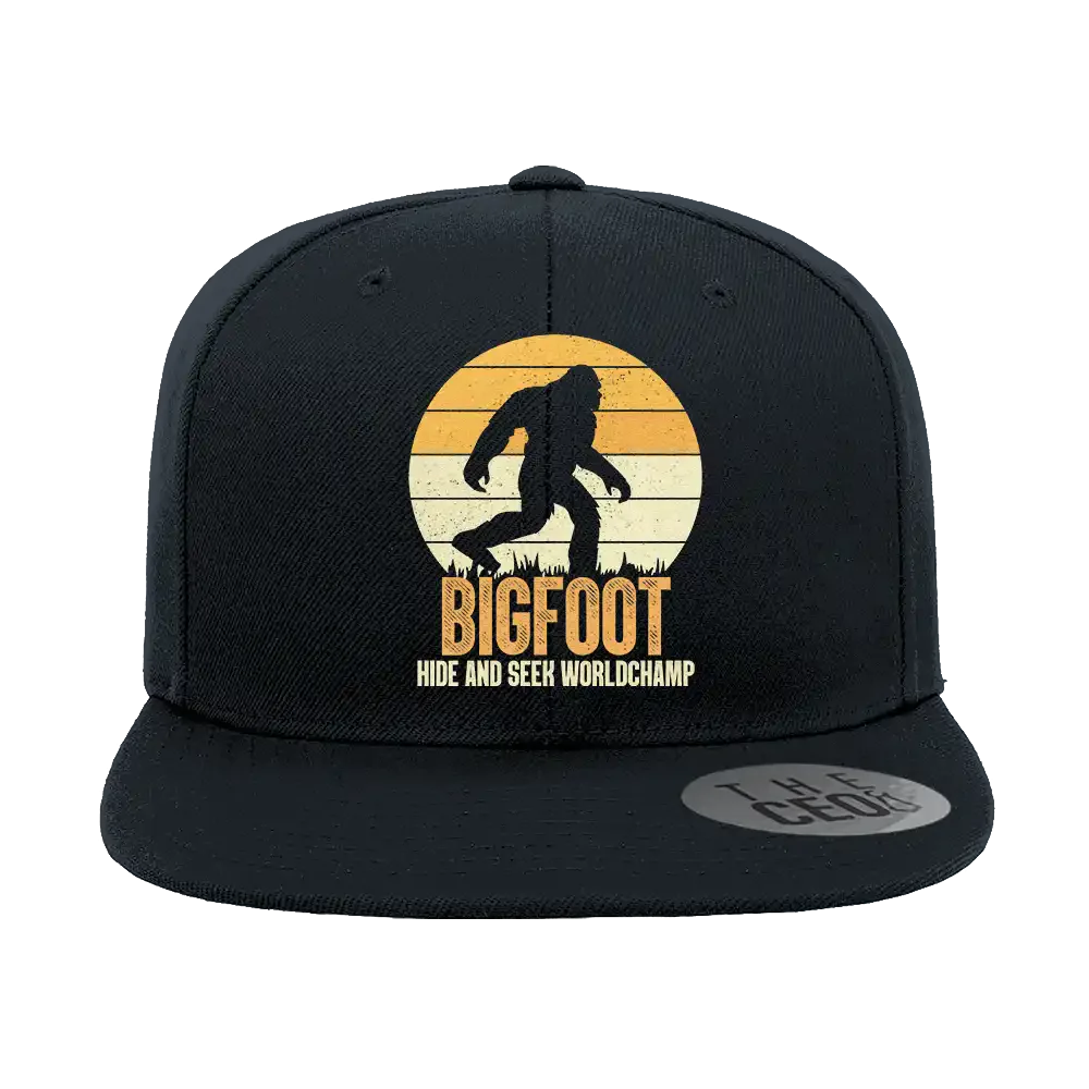 Bigfoot Hide And Seek Embroidered Flat Bill Cap