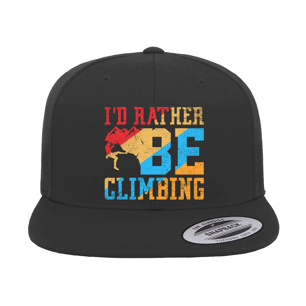 Climbing I'd Rather Be Climbing Printed Flat Bill Cap