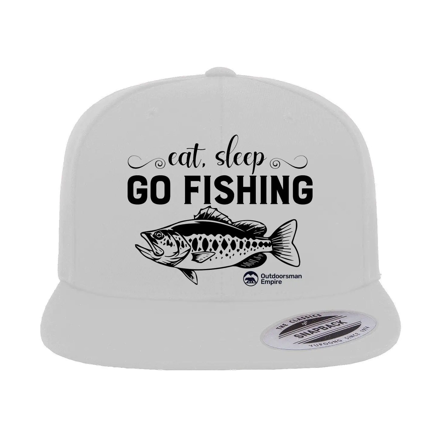 Eat Sleep Go Fishing Embroidered Flat Bill Cap