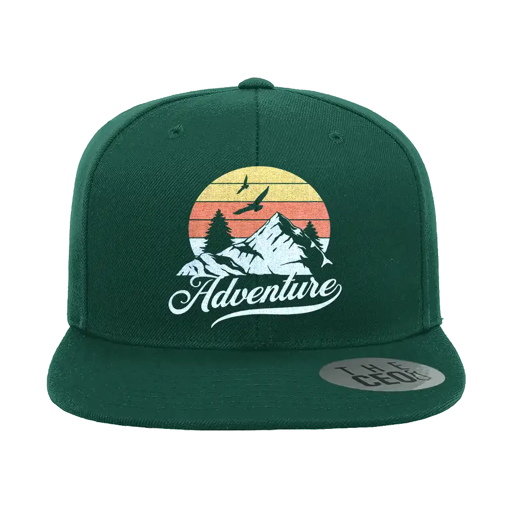 The Mountains Are Calling Embroidered Flat Bill Cap