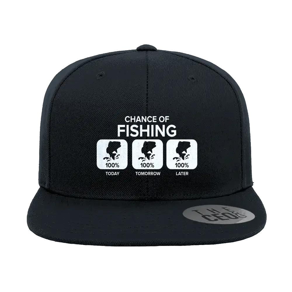 Chance of Fishing Embroidered Flat Bill Cap