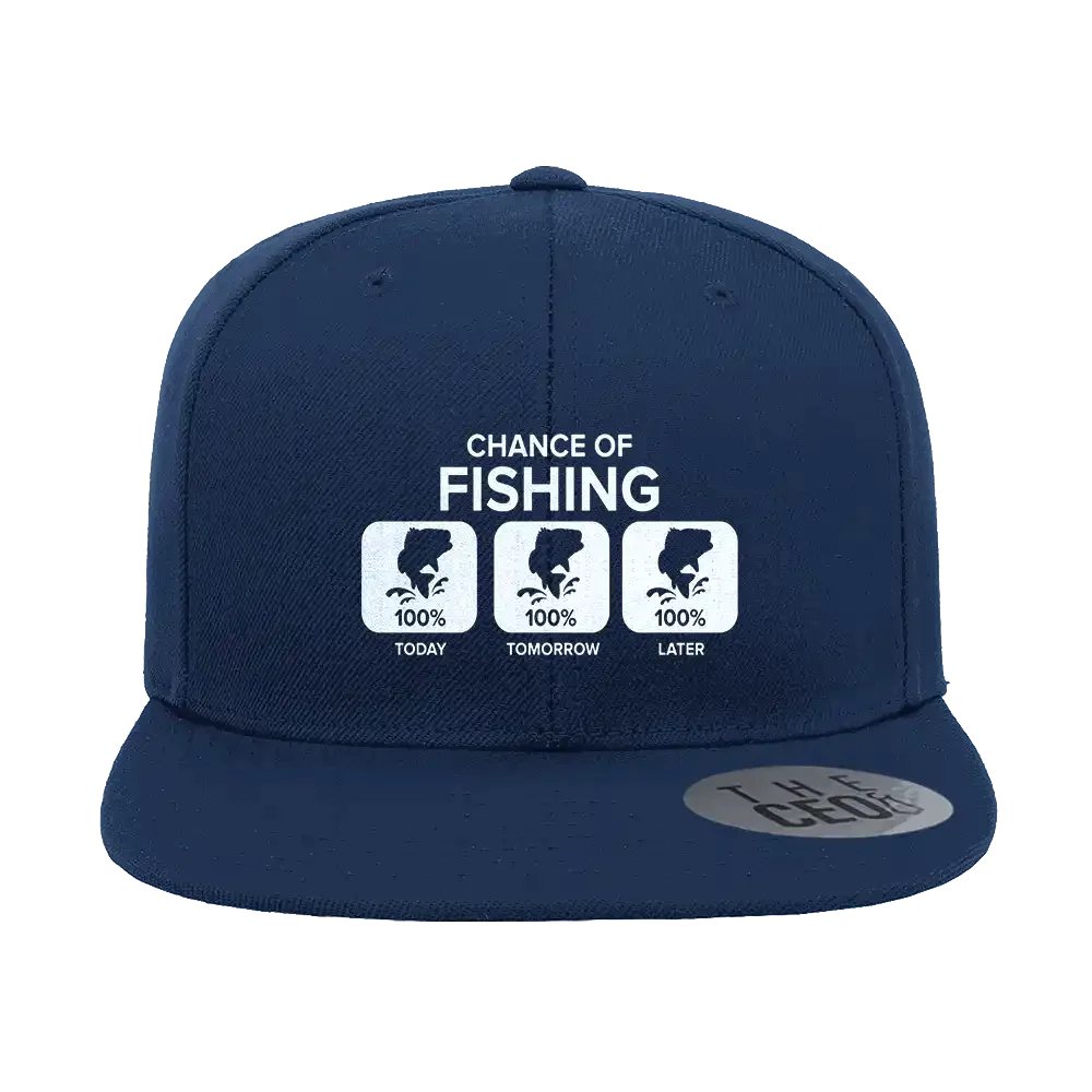 Chance of Fishing Embroidered Flat Bill Cap