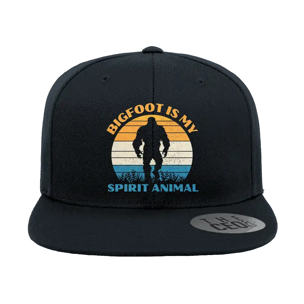 Bigfoot Is My Spirit Animal Embroidered Flat Bill Cap