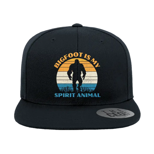 Bigfoot Is My Spirit Animal Embroidered Flat Bill Cap