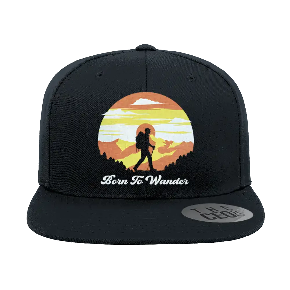 Born To Wander Embroidered Flat Bill Cap