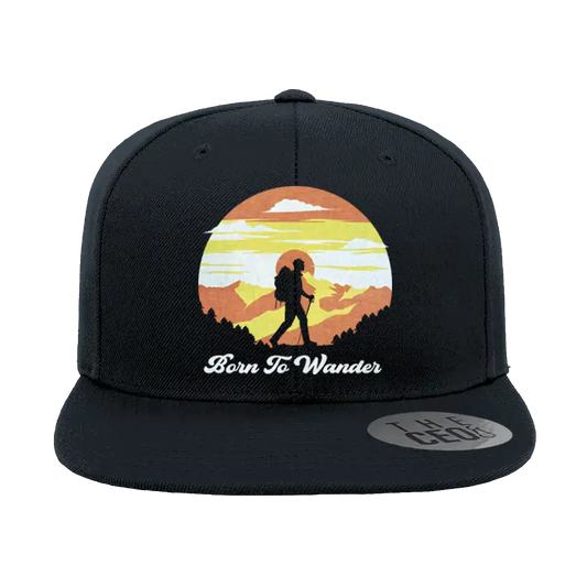 Born To Wander Embroidered Flat Bill Cap