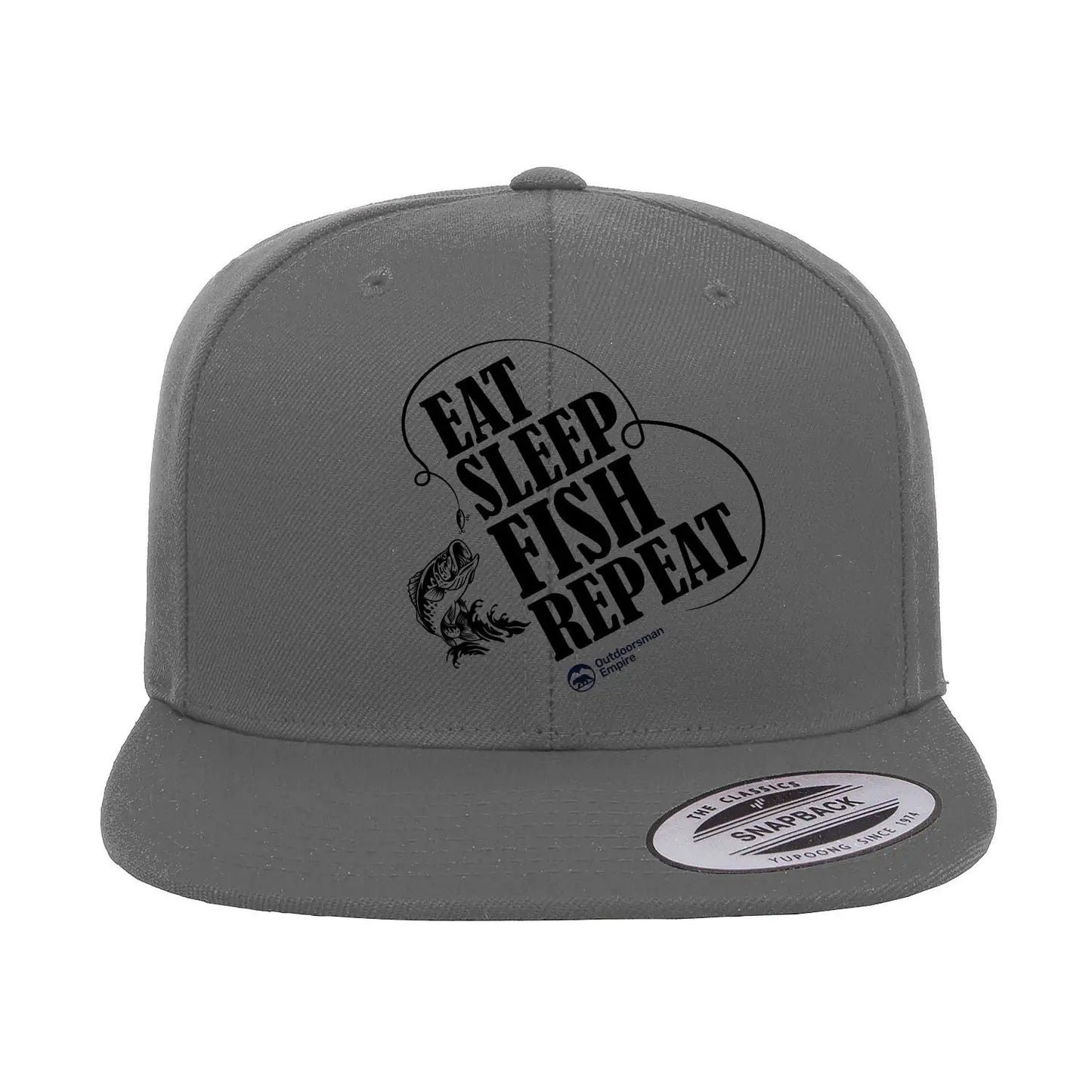 Eat Sleep Fish Repeat Embroidered Flat Bill Cap