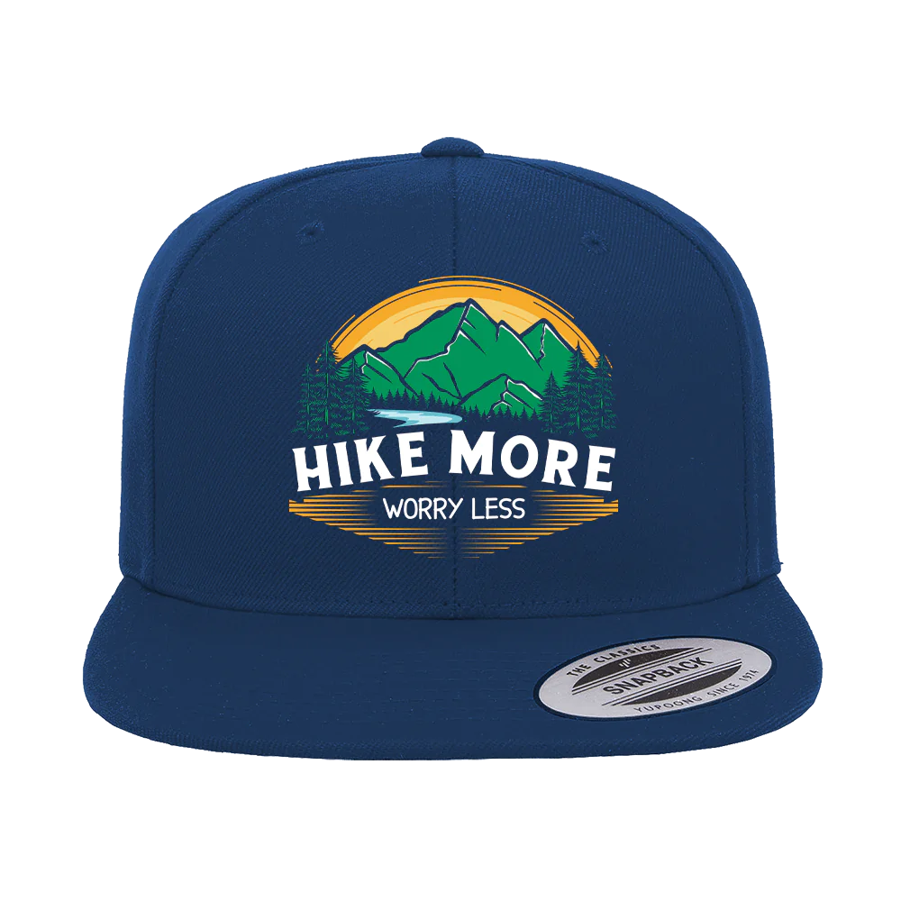 Hike More Worry Less Printed Flat Bill Cap