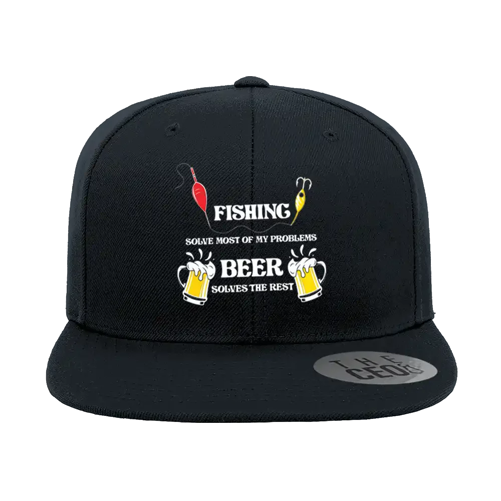 Fishing Solves All My Problem Embroidered Flat Bill Cap