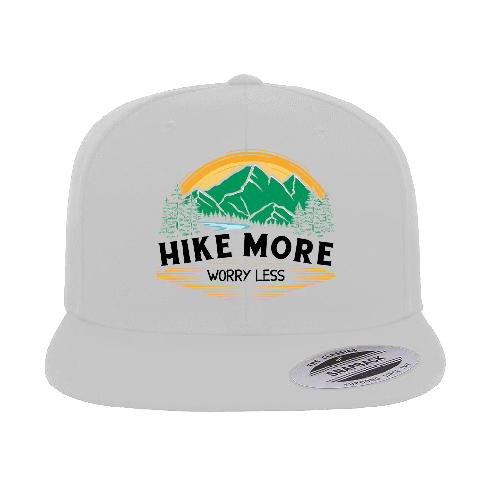 Hike More Worry Less Printed Flat Bill Cap