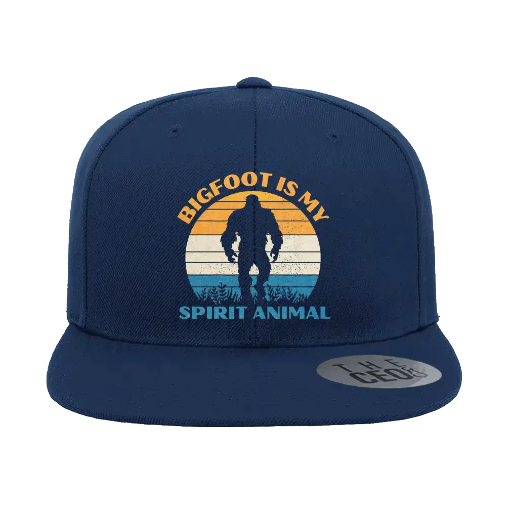 Bigfoot Is My Spirit Animal Embroidered Flat Bill Cap