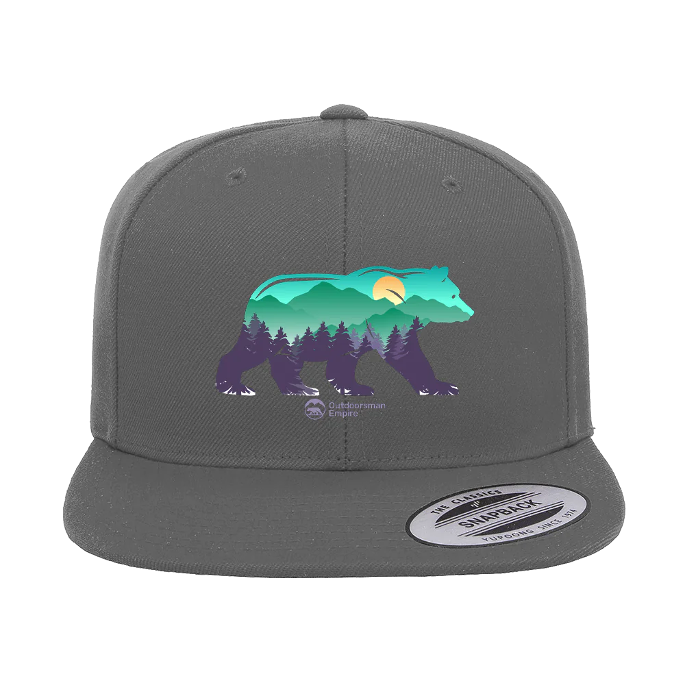 Bear Printed Flat Bill Cap