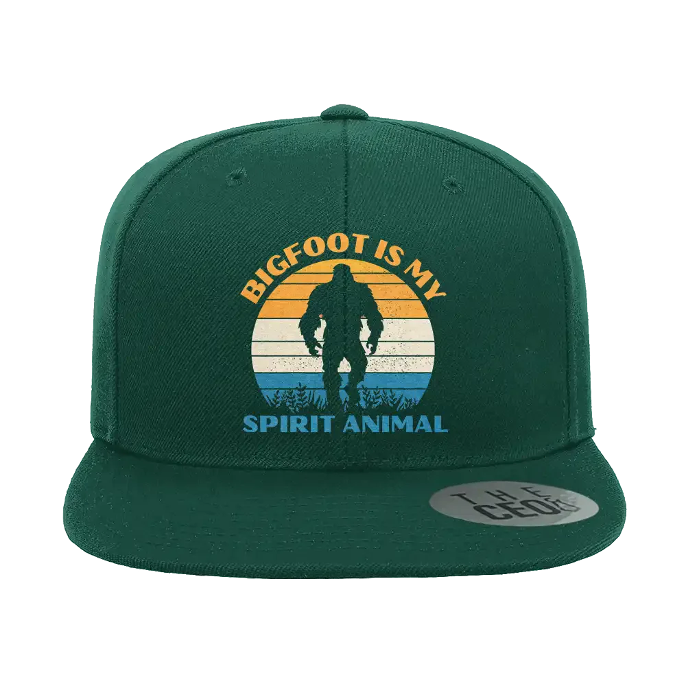 Bigfoot Is My Spirit Animal Embroidered Flat Bill Cap