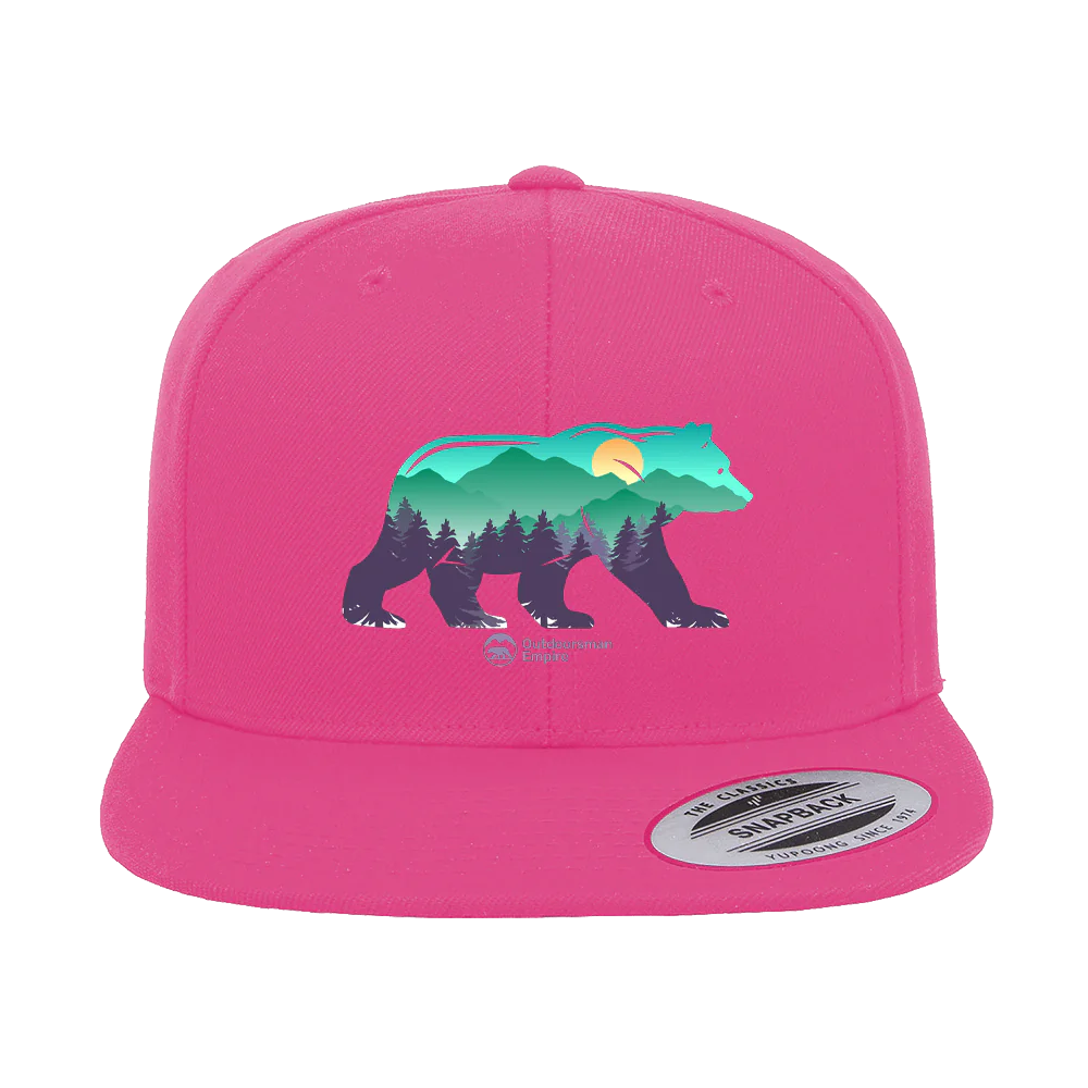 Bear Printed Flat Bill Cap