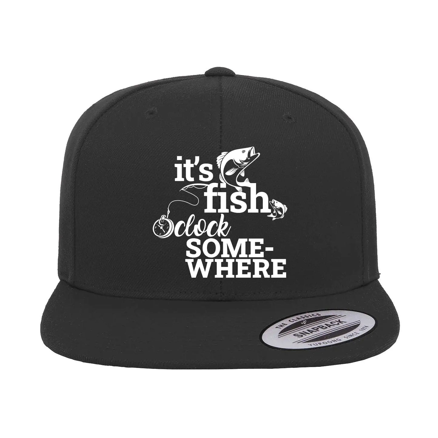 It's Fishing O'clock Embroidered Flat Bill Cap