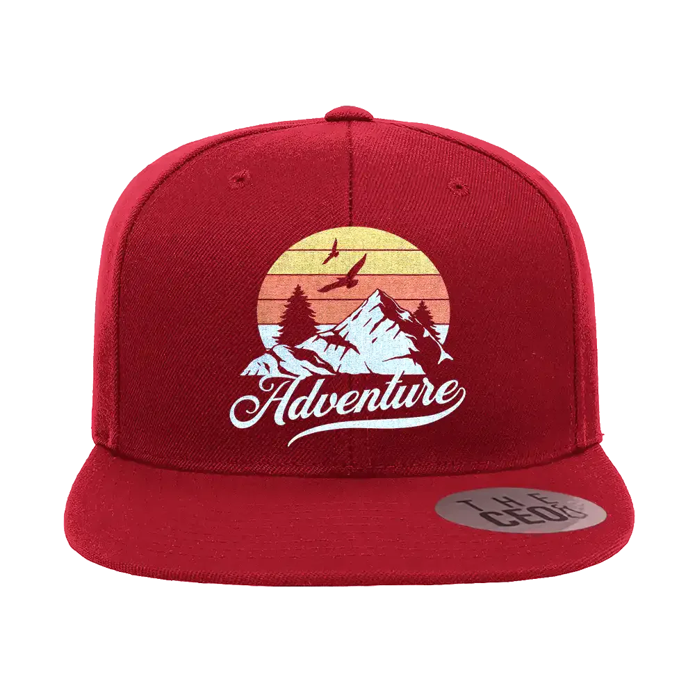 The Mountains Are Calling Embroidered Flat Bill Cap