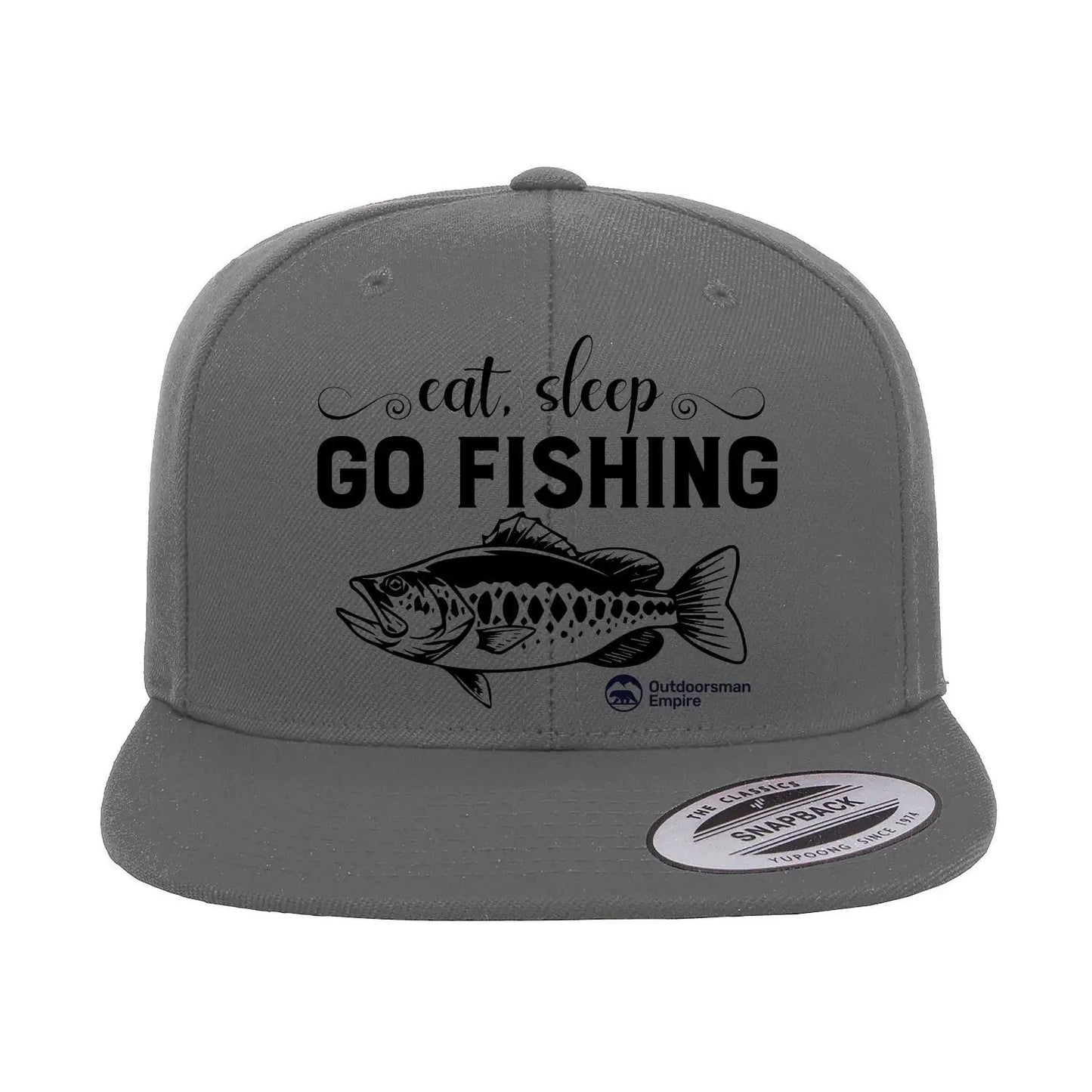 Eat Sleep Go Fishing Embroidered Flat Bill Cap