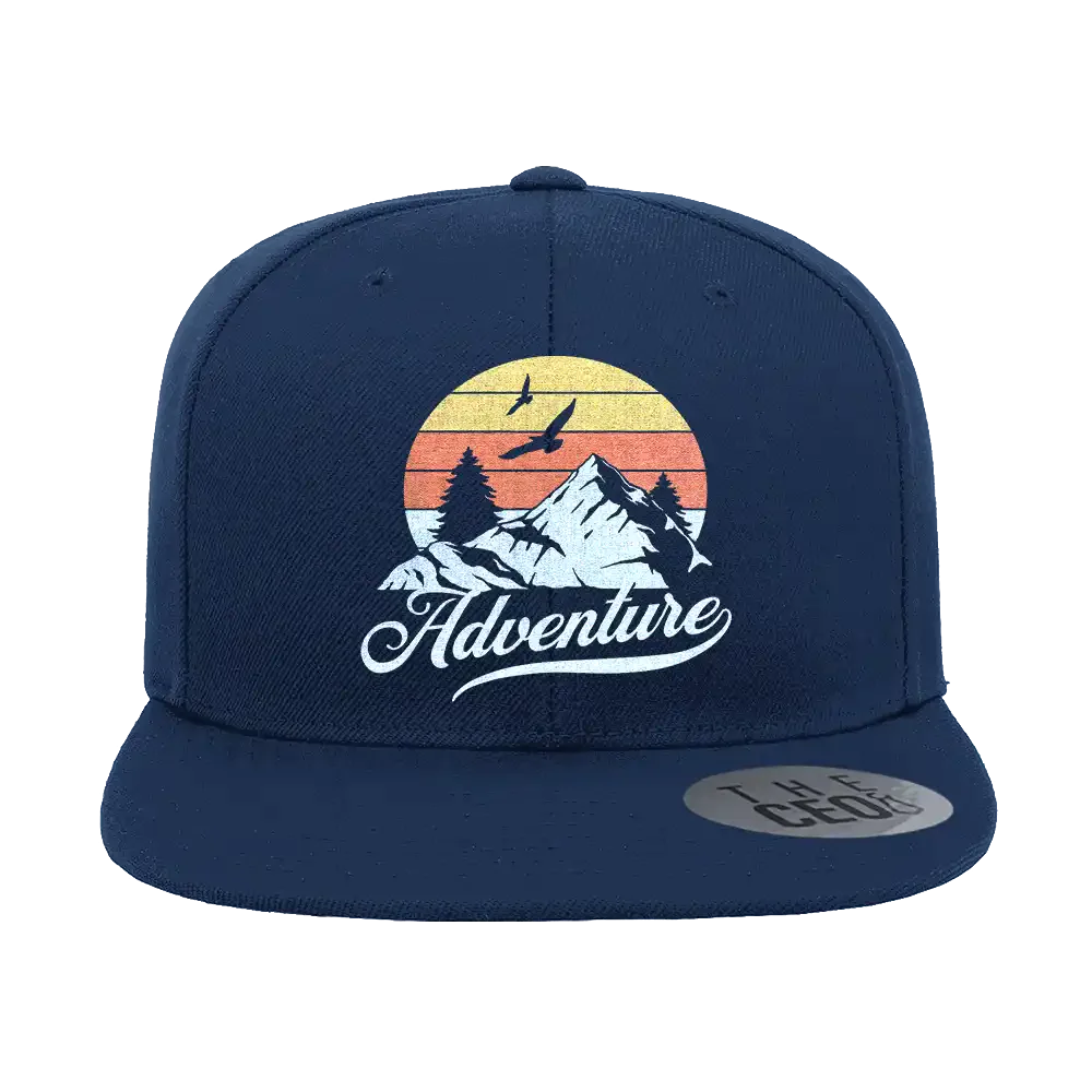 The Mountains Are Calling Embroidered Flat Bill Cap