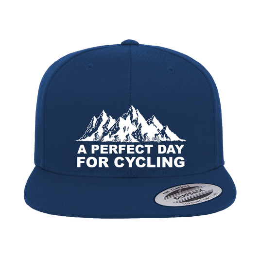 Perfect Day For Cycling Embroidered Flat Bill Cap