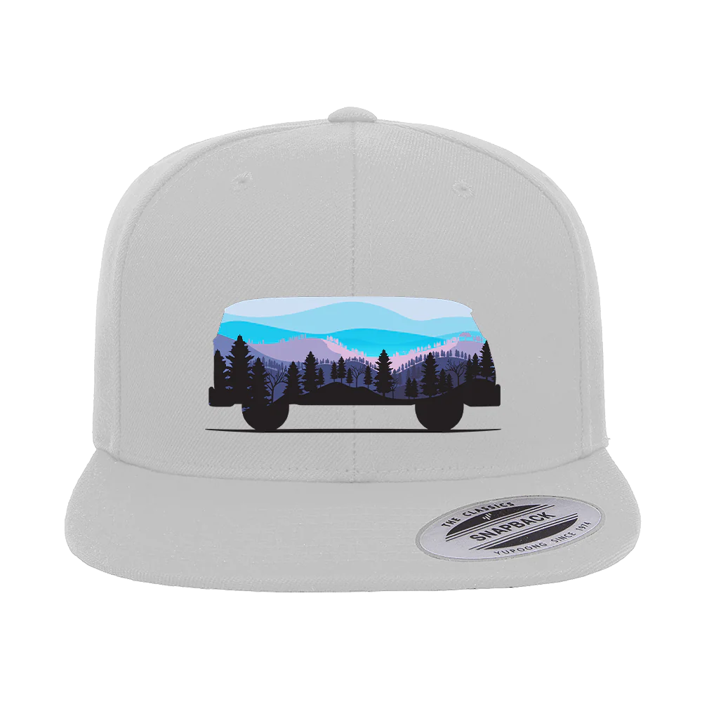 Camper Printed Flat Bill Cap