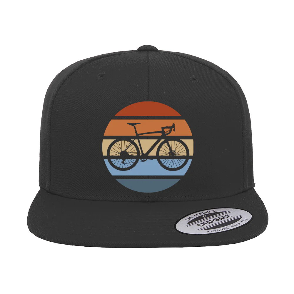 Modern Vintage Bicycle Printed Flat Bill Cap