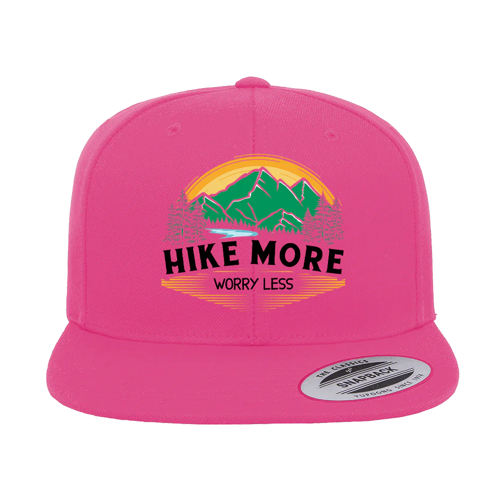 Hike More Worry Less Printed Flat Bill Cap