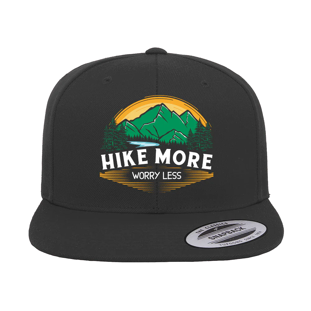 Hike More Worry Less Printed Flat Bill Cap