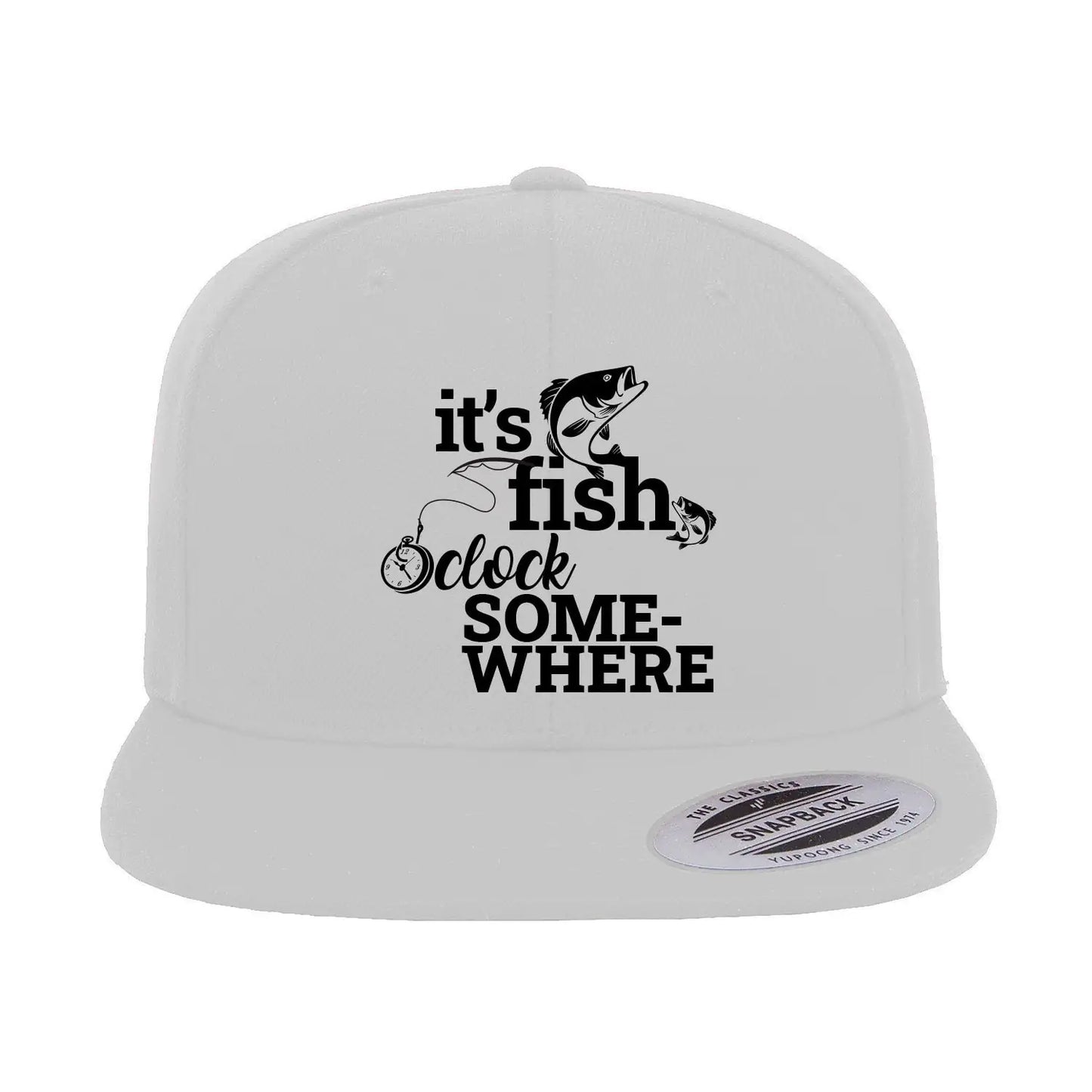 It's Fishing O'clock Embroidered Flat Bill Cap