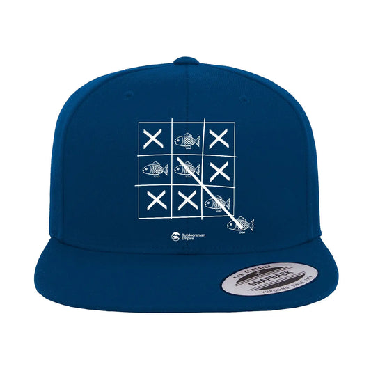 Fish Tick Tack Toe Embroidered Flat Bill Cap