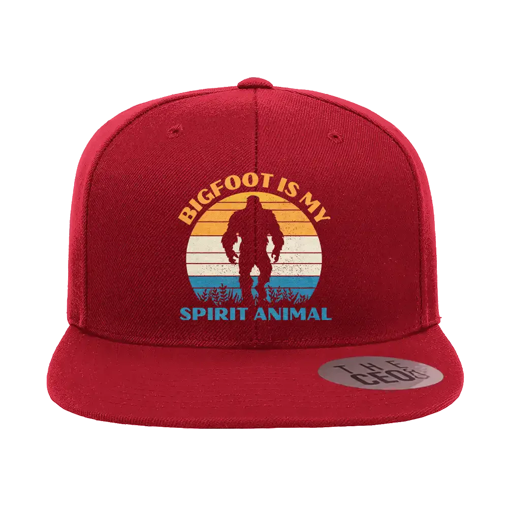 Bigfoot Is My Spirit Animal Embroidered Flat Bill Cap