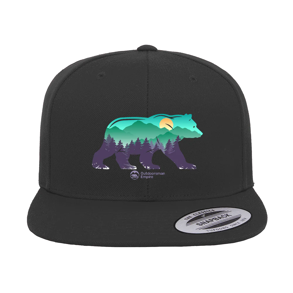 Bear Printed Flat Bill Cap