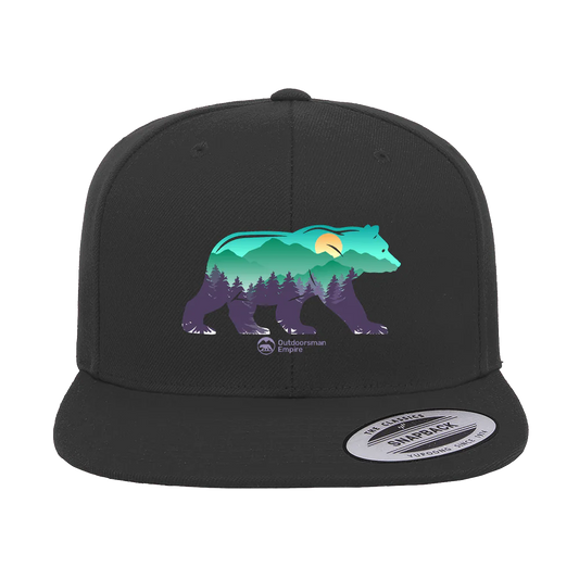 Bear Printed Flat Bill Cap