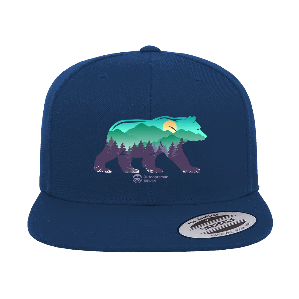 Bear Printed Flat Bill Cap