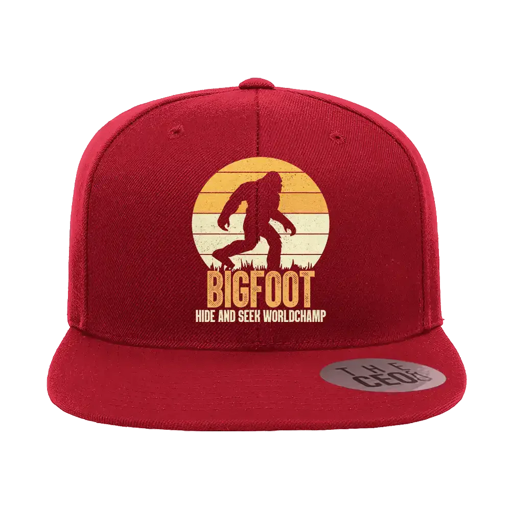 Bigfoot Hide And Seek Embroidered Flat Bill Cap