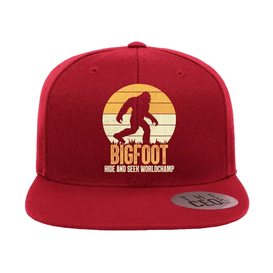 Bigfoot Hide And Seek Embroidered Flat Bill Cap