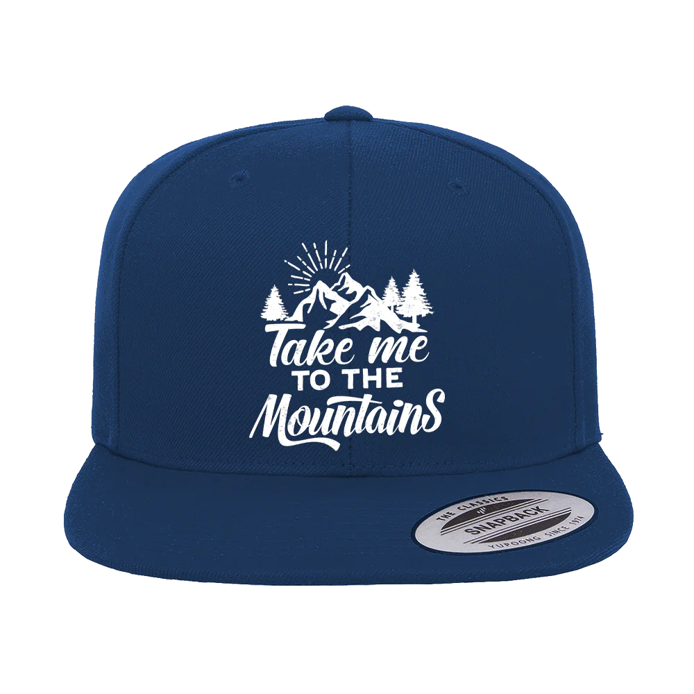 Hiking Take Me To The Mountains Embroidered Flat Bill Cap