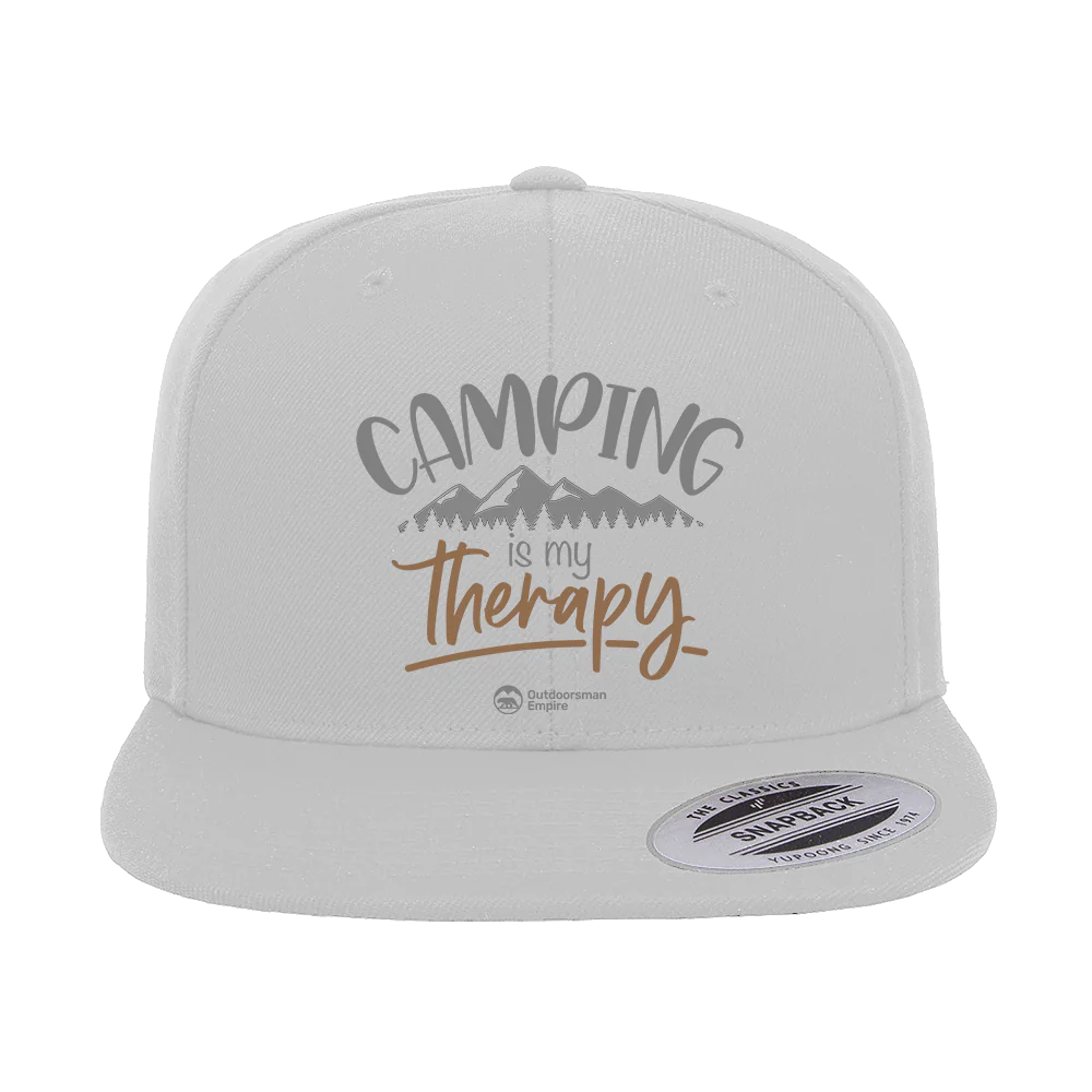 Camping Is My Therapy Embroidered Flat Bill Cap