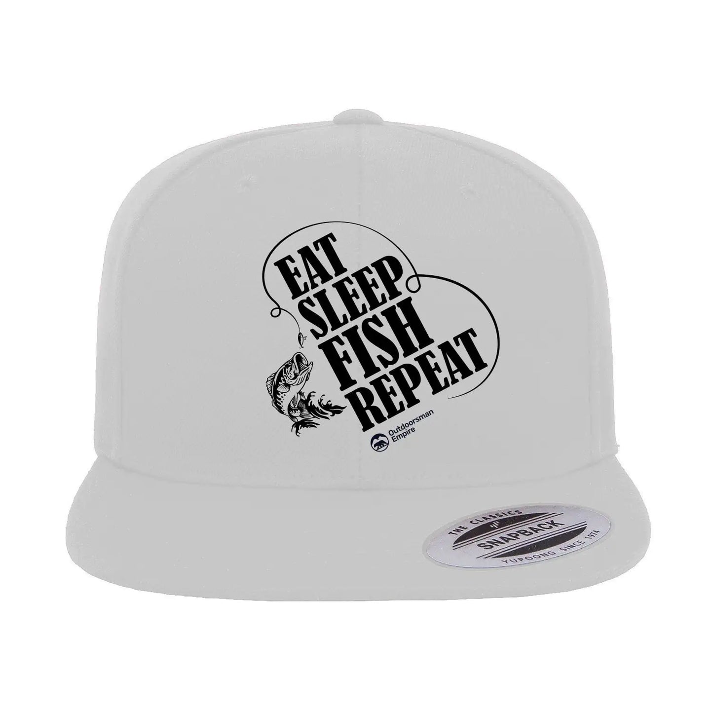 Eat Sleep Fish Repeat Embroidered Flat Bill Cap